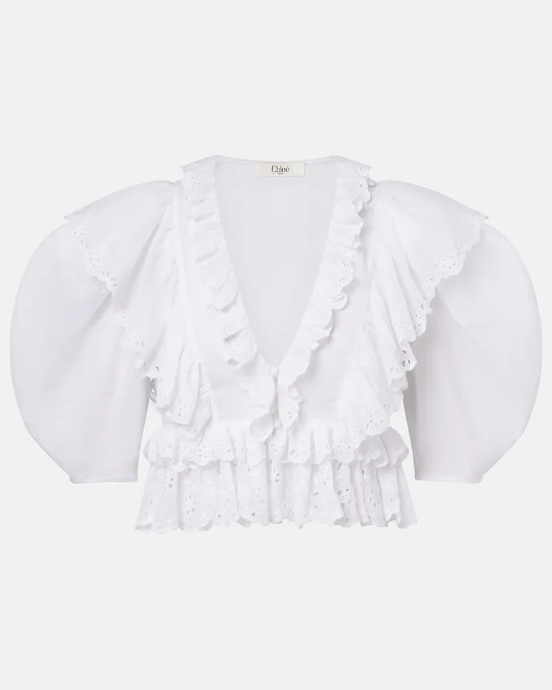 Chloé Chloé Besticktes Top aus Baumwolle Weiß
