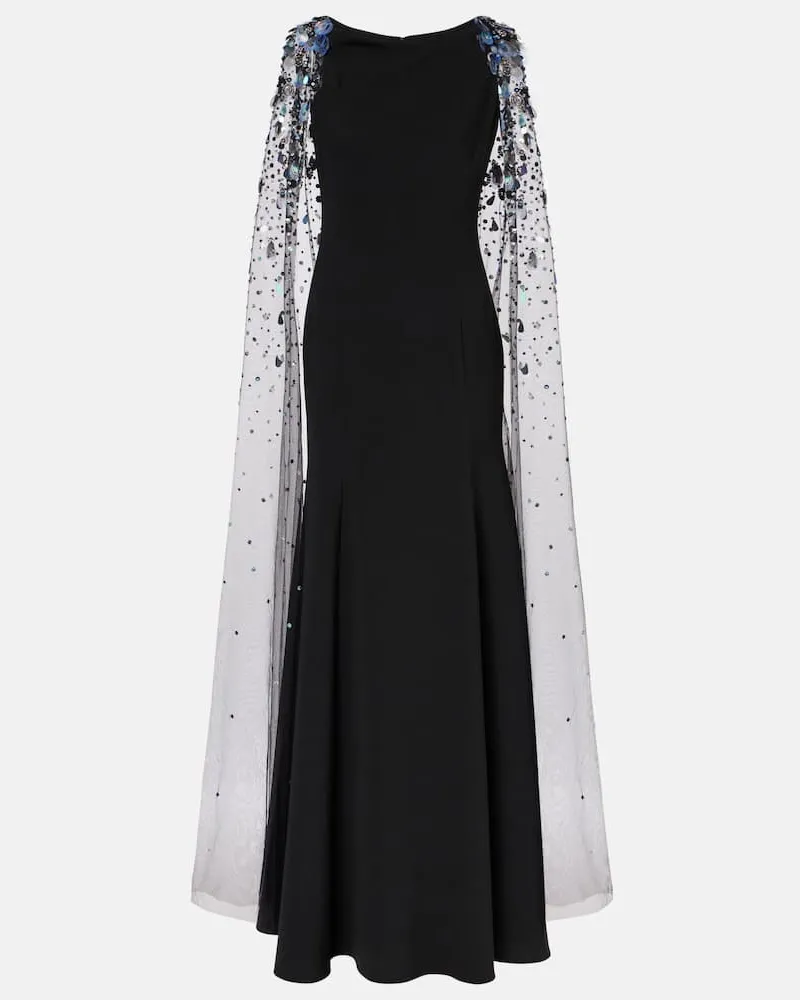 Jenny Packham Verzierte Robe aus Crepe Schwarz