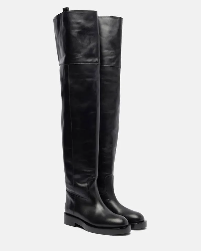 Paris Texas Overknee-Stiefel aus Leder Schwarz