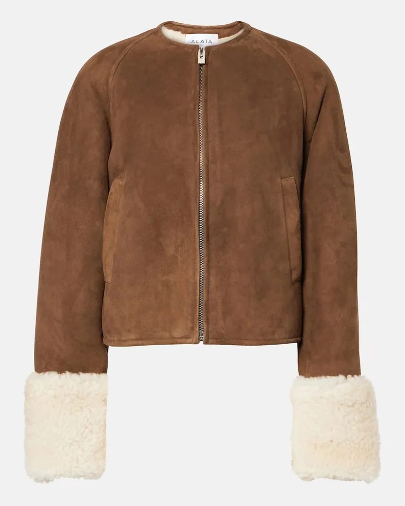Alaïa Alaïa Jacke aus Veloursleder mit Shearling Braun