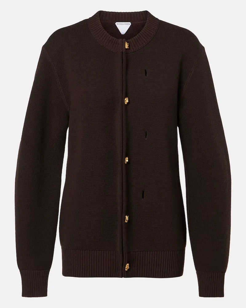 Bottega Veneta Cardigan aus Wolle und Baumwolle Braun