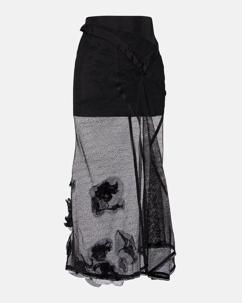 Victoria Beckham Midirock Basque aus Mesh Schwarz