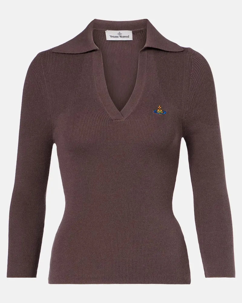 Vivienne Westwood Polopullover Marina aus Baumwolle und Kaschmir Braun