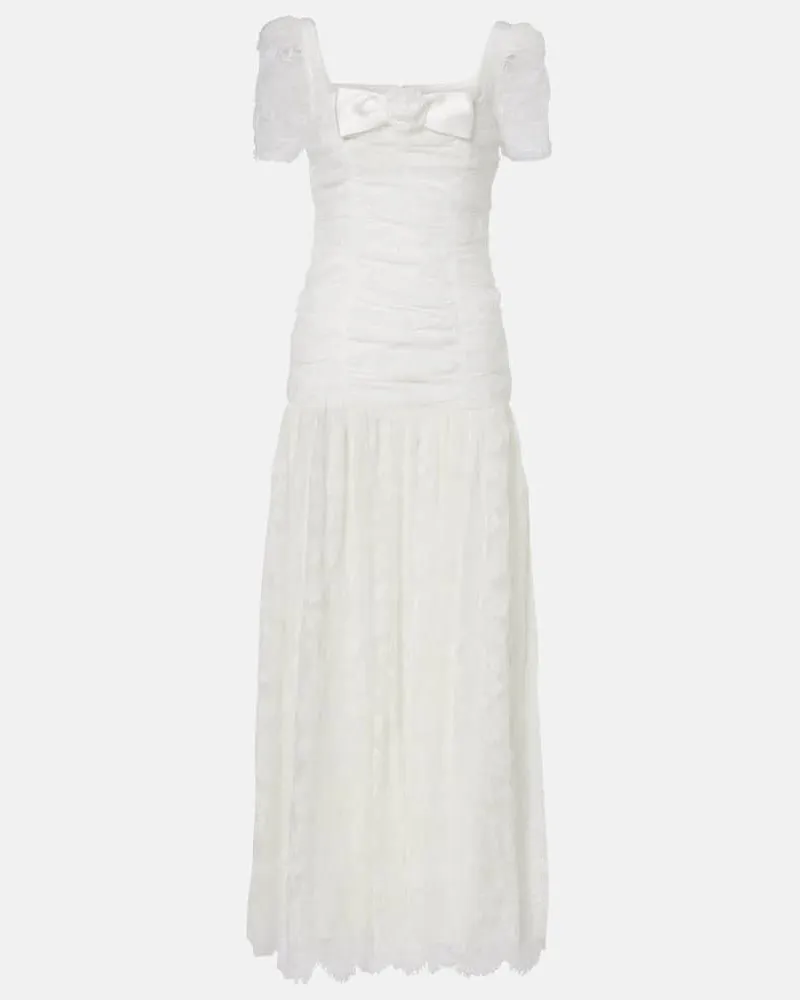 Self-Portrait Maxikleid aus Spitze und Tüll Weiß