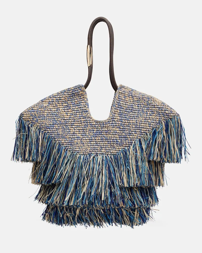 Zimmermann Tote Bag Goldentime Medium aus Raffiabast Blau