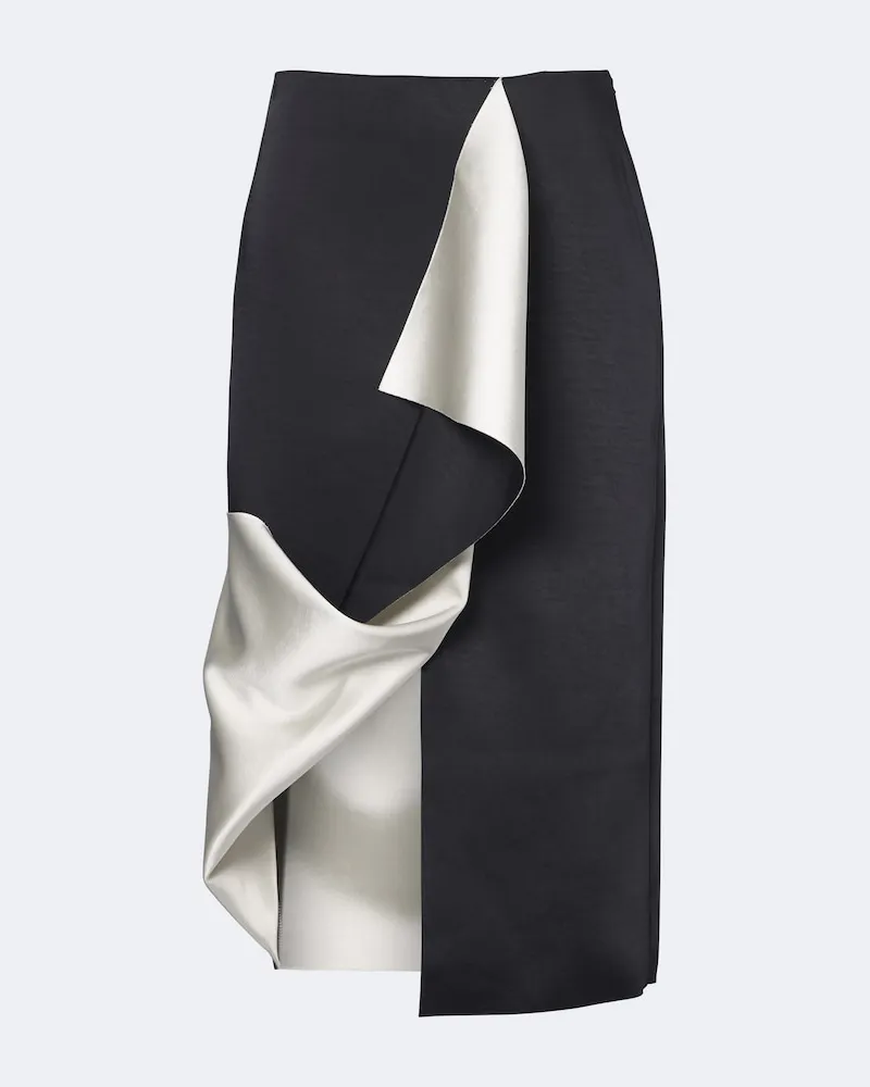 Róhe Róhe Midirock aus Satin Schwarz