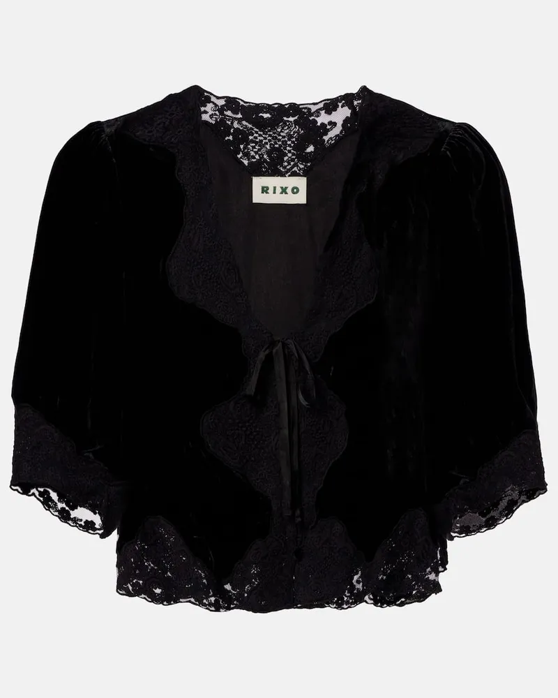 RIXO Top Ursula aus Samt mit Spitze Schwarz