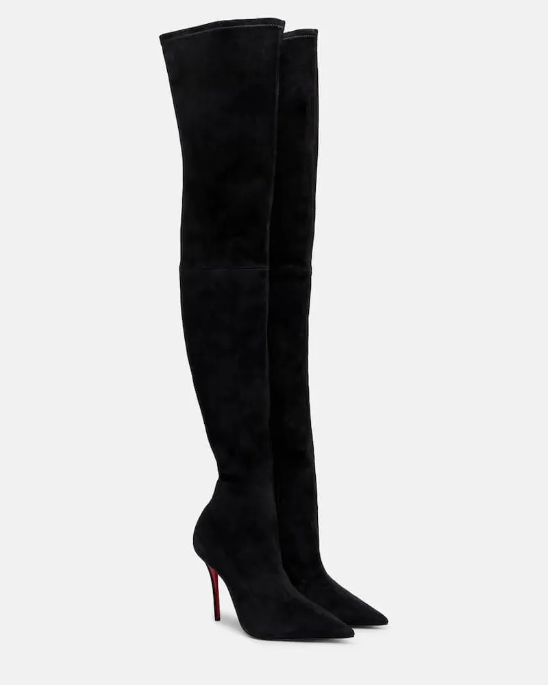 Christian Louboutin Overknee-Stiefel Miss Z 100 aus Veloursleder Schwarz