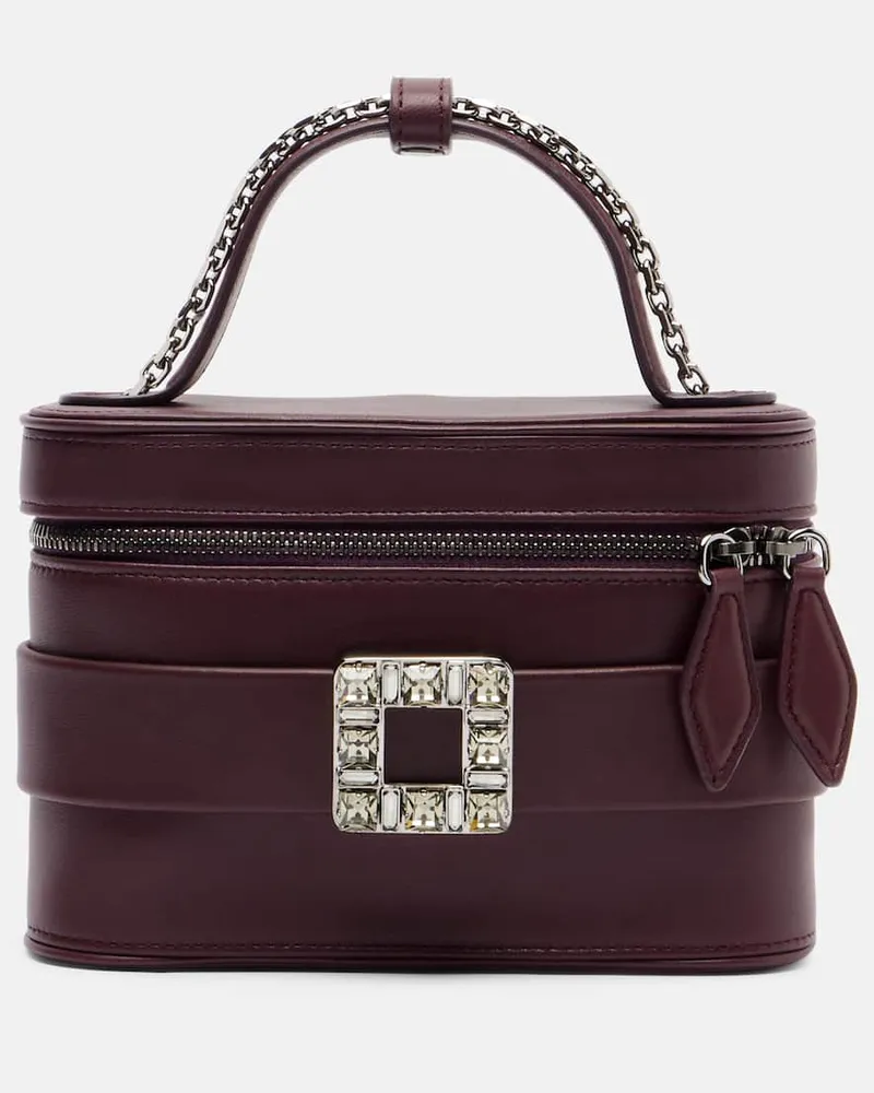 Roger Vivier Verzierte Tote Bag Vanity aus Leder Burgunderrot