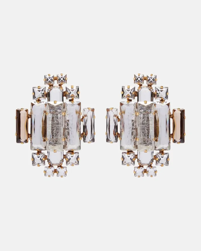 Saint Laurent Clip-Ohrringe mit Kristallen Gold