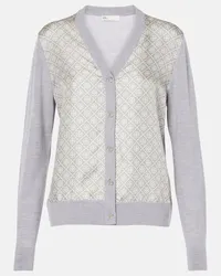 Tory Burch Cardigan aus Wolle mit Seide Grau