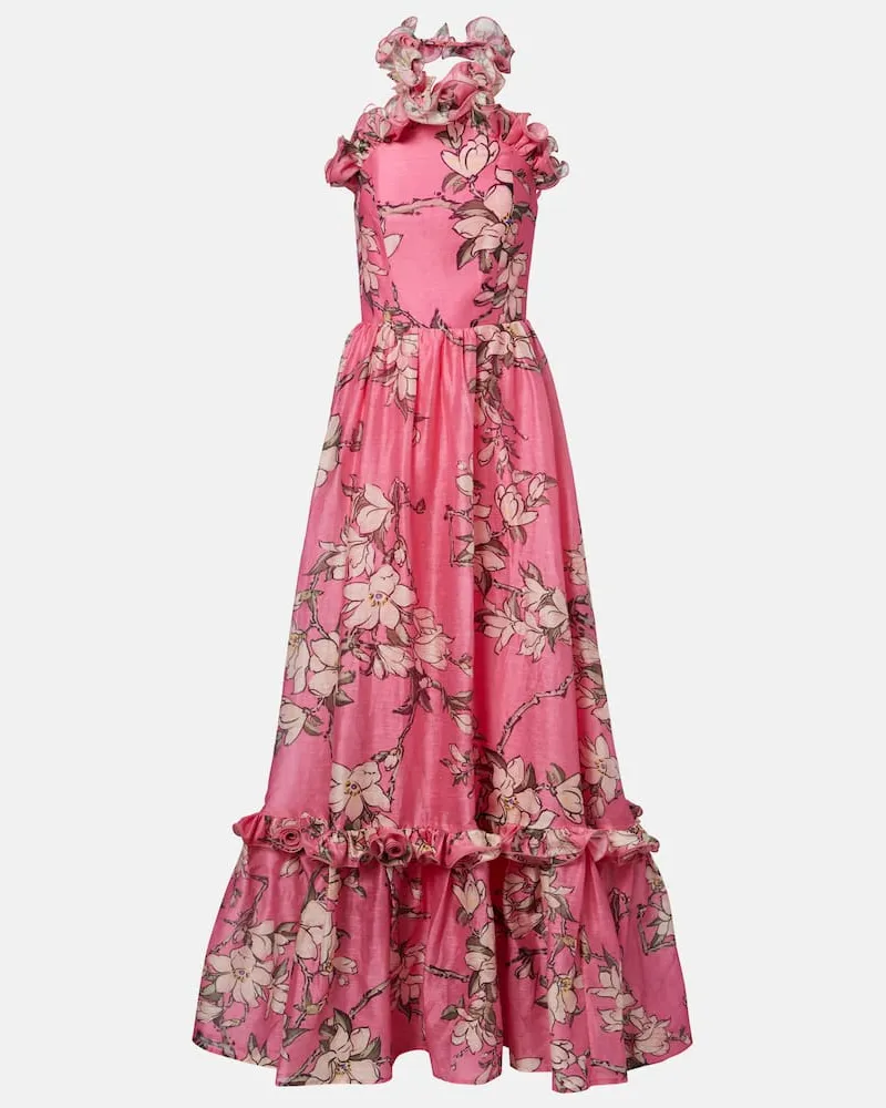 LEO LIN Robe Isabelle aus einem Leinengemisch Rosa