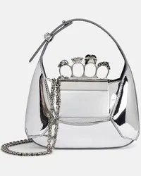 Alexander McQueen Tote Jewelled aus Metallic-Leder Silber