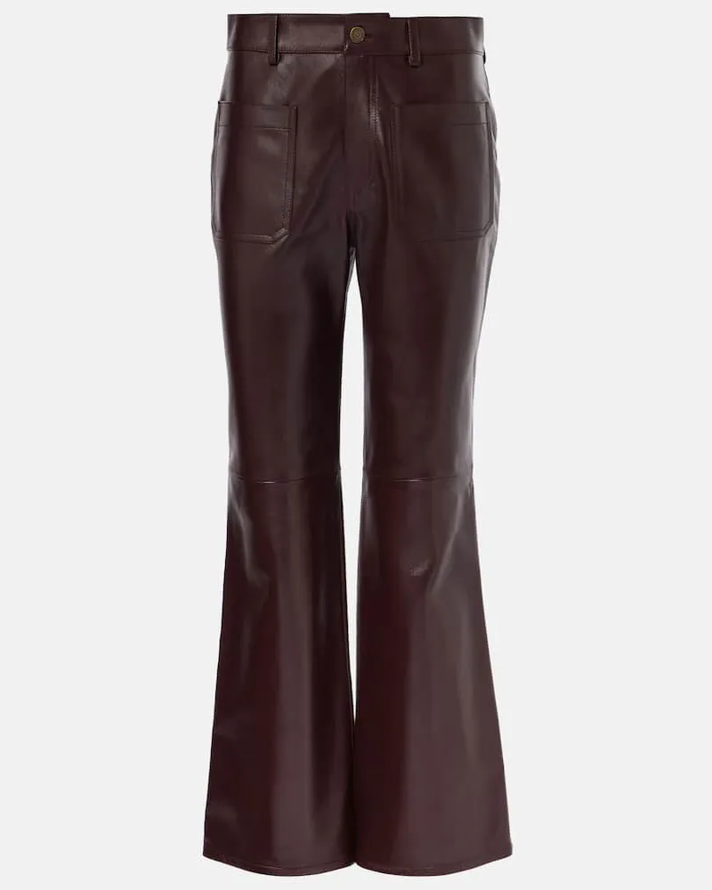 Chloé Chloé Mid-Rise-Schlaghose aus Leder Burgund