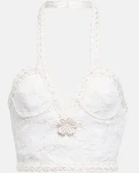 Alessandra Rich Bustier-Top aus Spitze Weiss