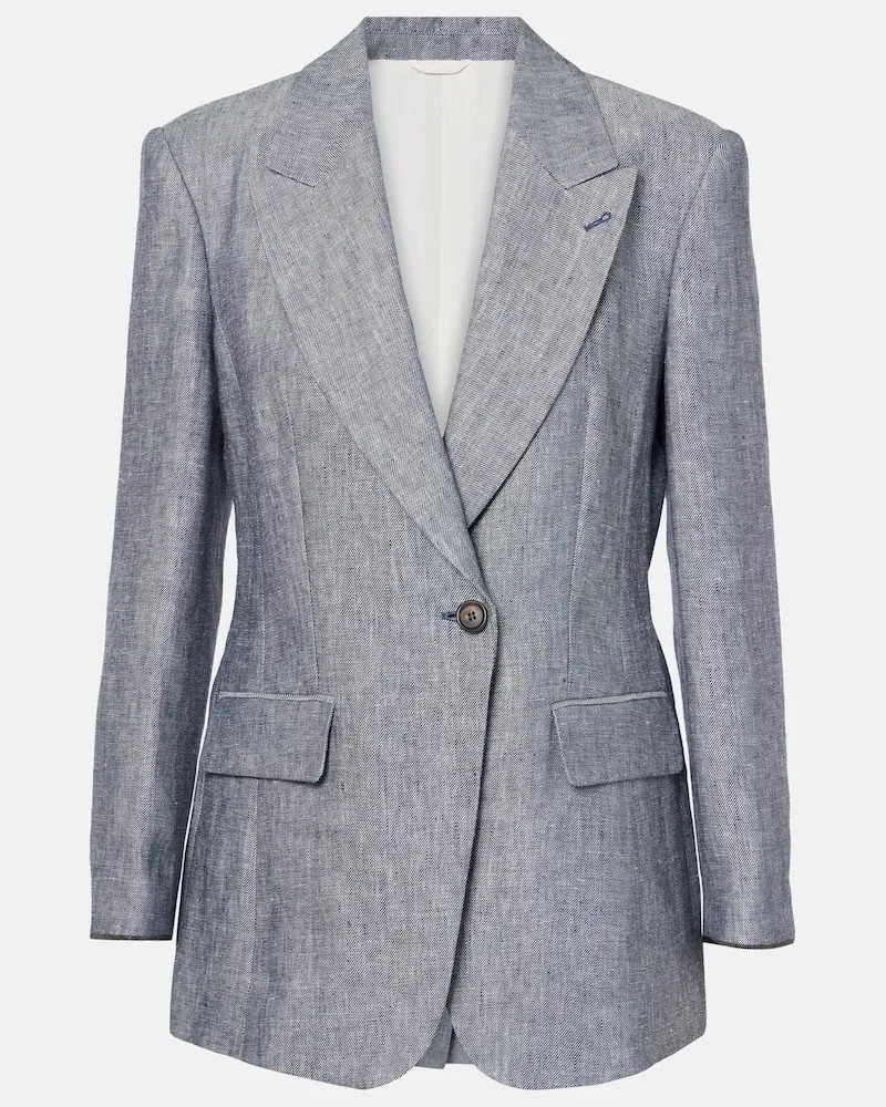 Brunello Cucinelli Blazer aus Hanf und Leinen Grau