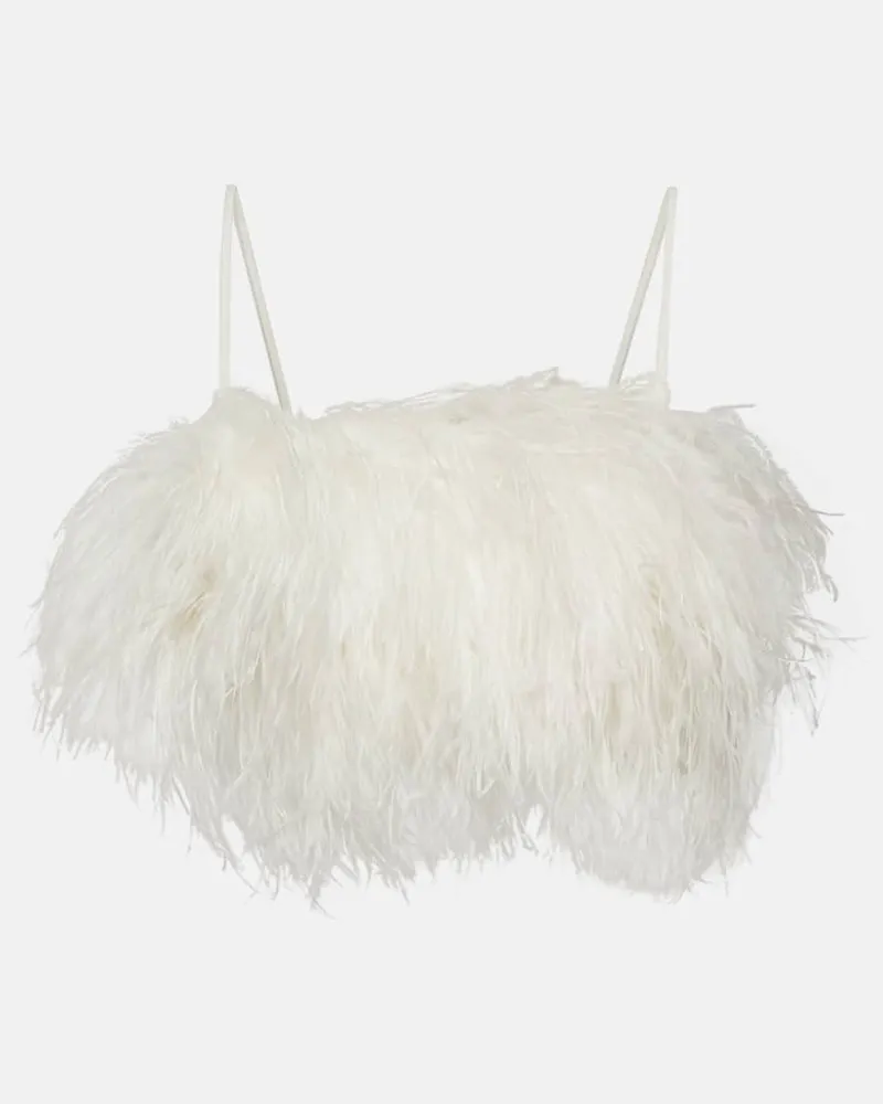 Rebecca Vallance Bridal Cropped-Top Plume mit Federn Weiß