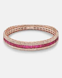 SHAY Armband Diamond Pave Scales Stretch aus 18kt Rosegold mit Diamanten und Rubinen Gold