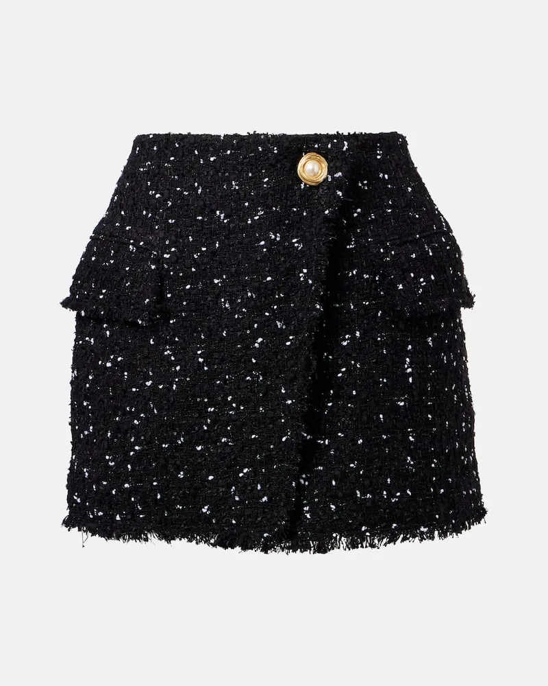 Balmain Minirock aus Tweed Schwarz