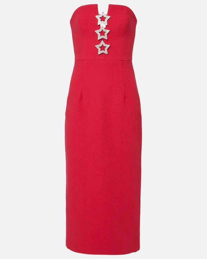 Rebecca Vallance Verziertes Midikleid Akari aus Crêpe Rot