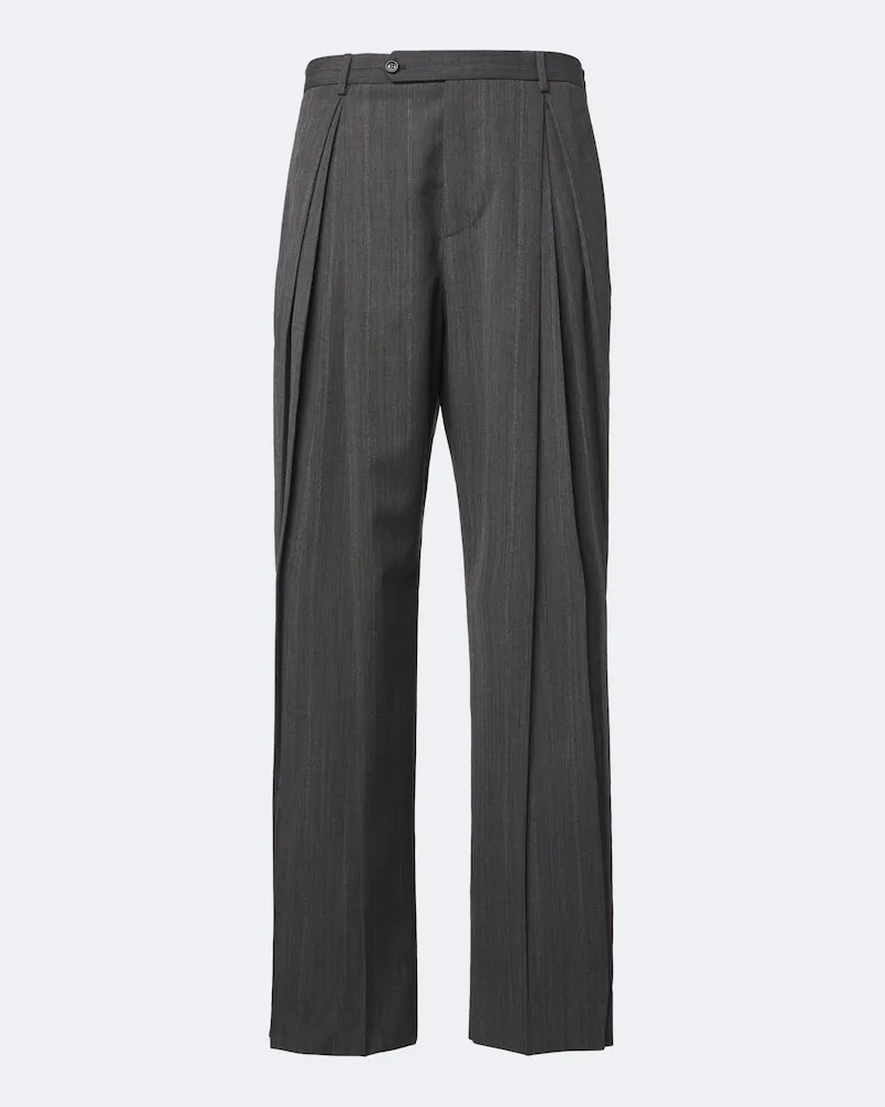 Valentino Garavani Weite Hose aus Wolle und Seide Grau