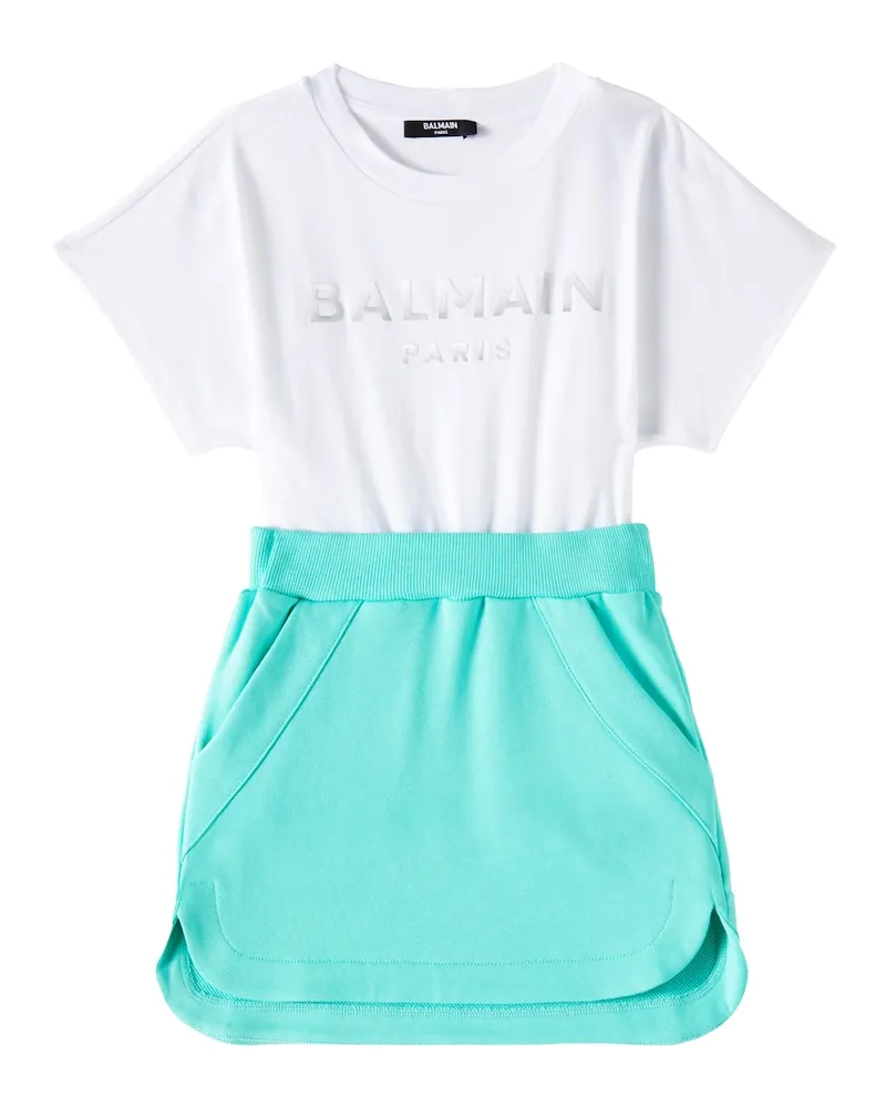 Balmain Kleid aus Baumwoll-Jersey Weiß