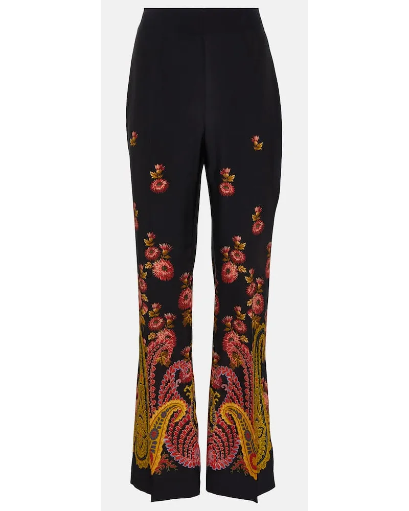 Etro High-Rise-Hose aus Seide Schwarz