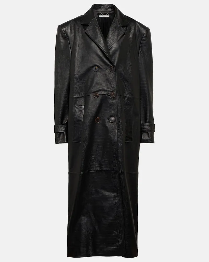 Alessandra Rich Oversize-Mantel aus Leder Schwarz
