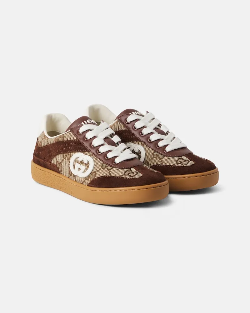 Gucci Sneakers Interlocking G mit Veloursleder Braun