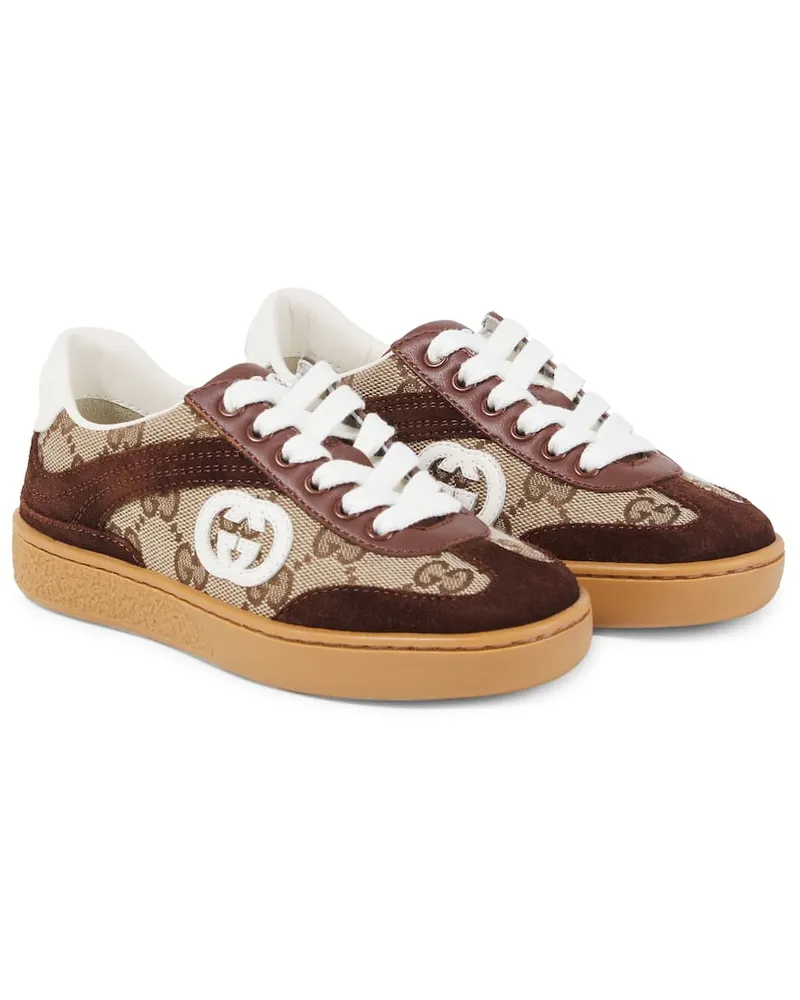 Gucci Sneakers Interlocking G mit Veloursleder Braun