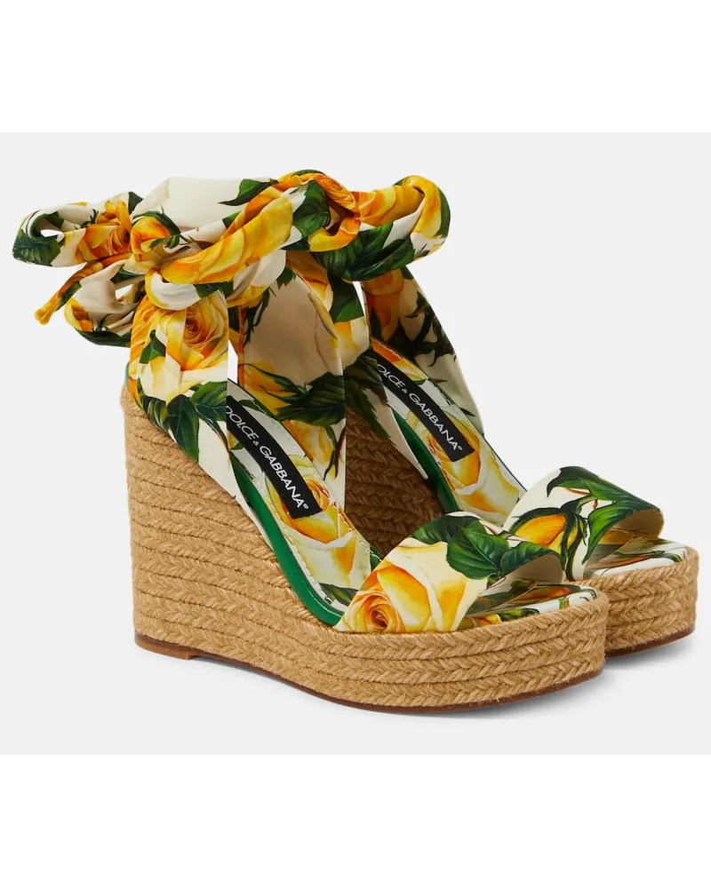 Dolce & Gabbana Espadrille-Sandalen aus Satin Multicolor