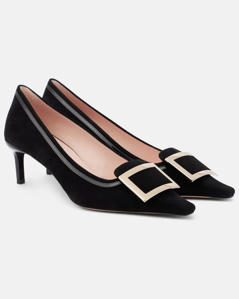 Roger Vivier Pumps Viv' Canard 55 aus Veloursleder Schwarz