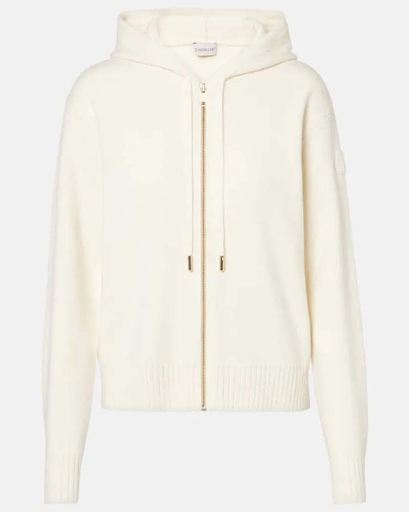 Moncler Kapuzenjacke aus Wolle und Kaschmir Weiß