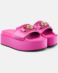 Versace Plateau-Pantoletten Medusa Biggie aus Satin Pink