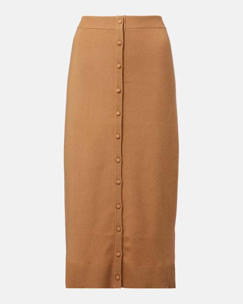 Victoria Beckham Midirock aus einem Wollgemisch Beige
