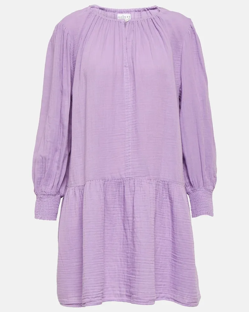Velvet Minikleid Viviana aus Baumwolle Violett