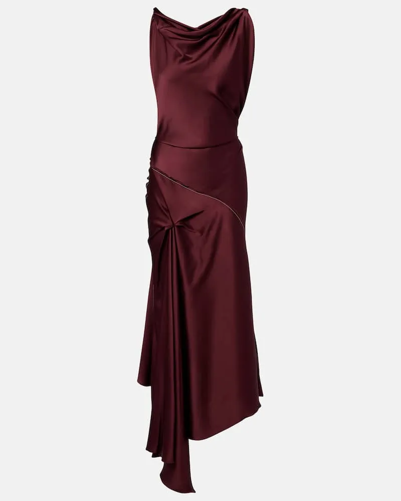 Victoria Beckham Midikleid aus Satin Burgund