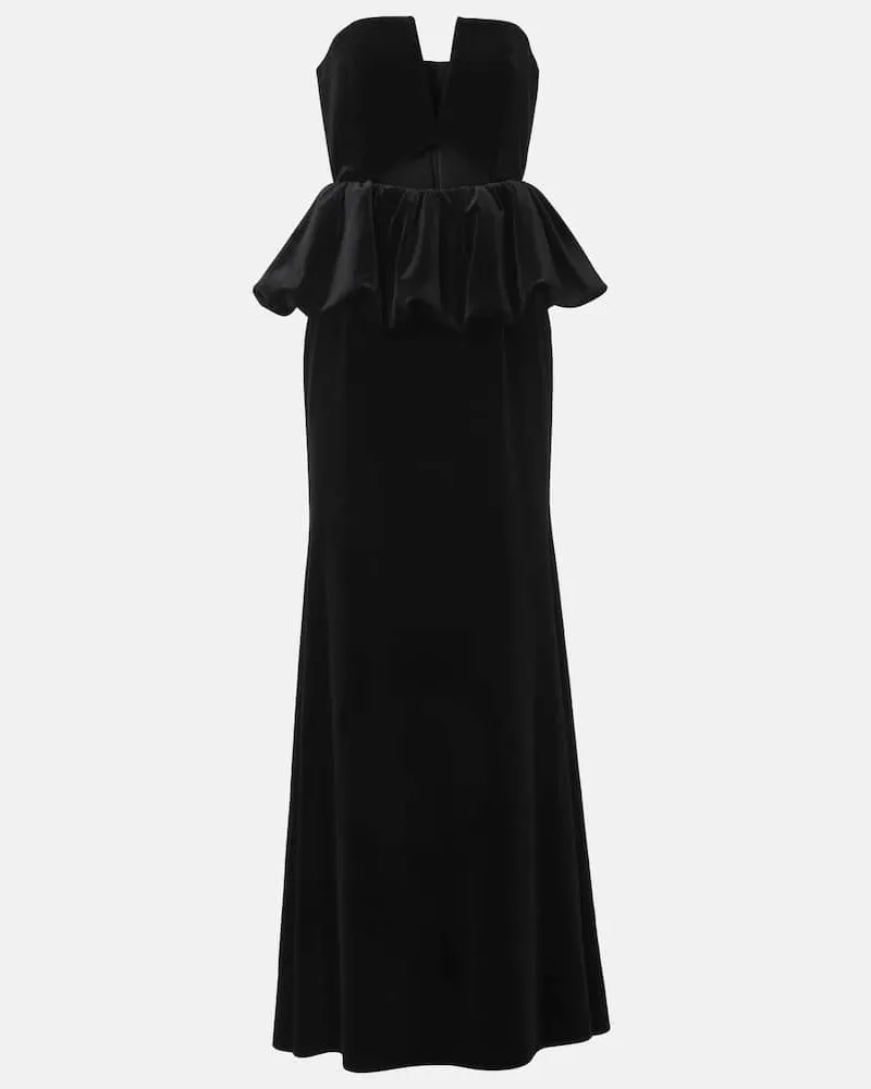 Self-Portrait Robe aus Samt Schwarz