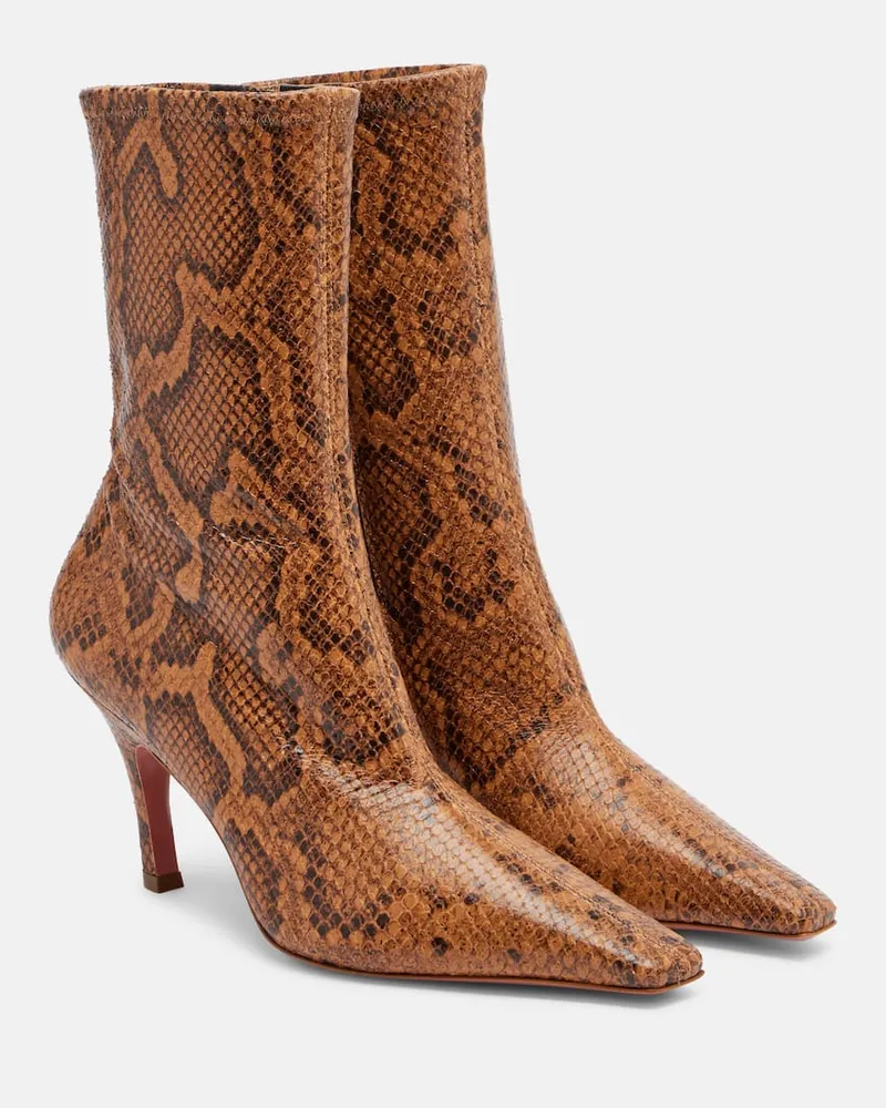 Amina Muaddi Ankle Boots Jamie aus Leder Braun