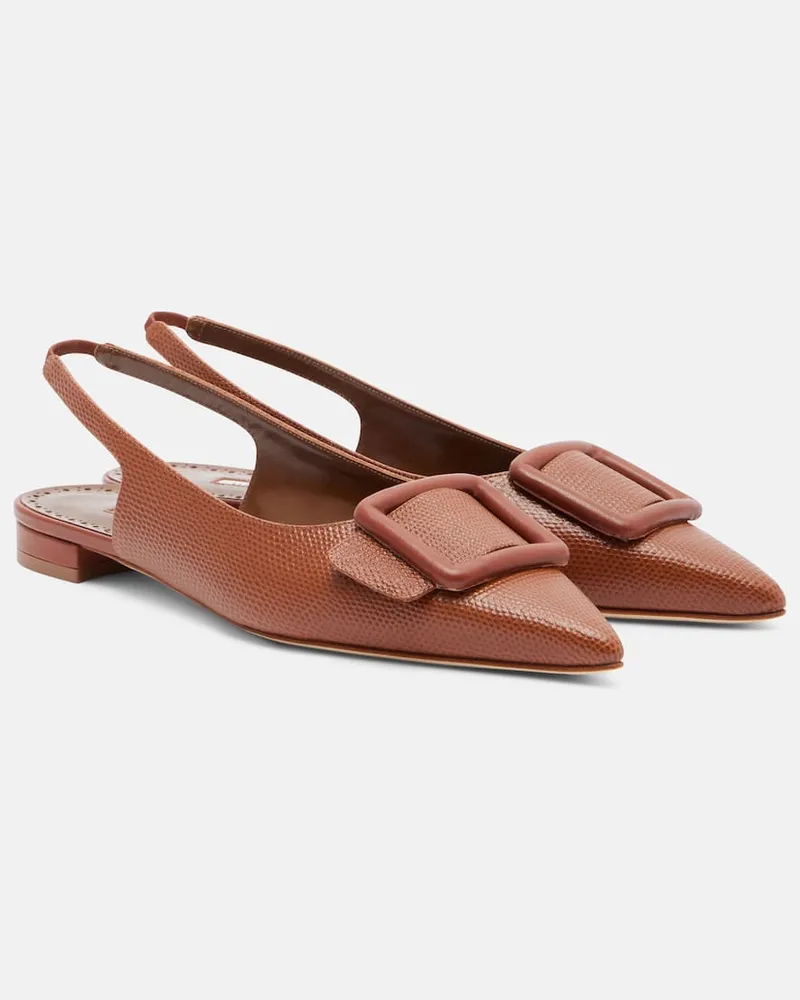 Manolo Blahnik Slingback-Ballerinas Maylura aus Leder Braun