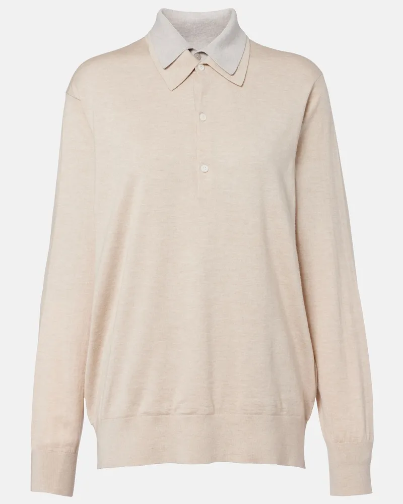 Acne Studios Pullover aus Seide, Wolle und Kaschmir Beige