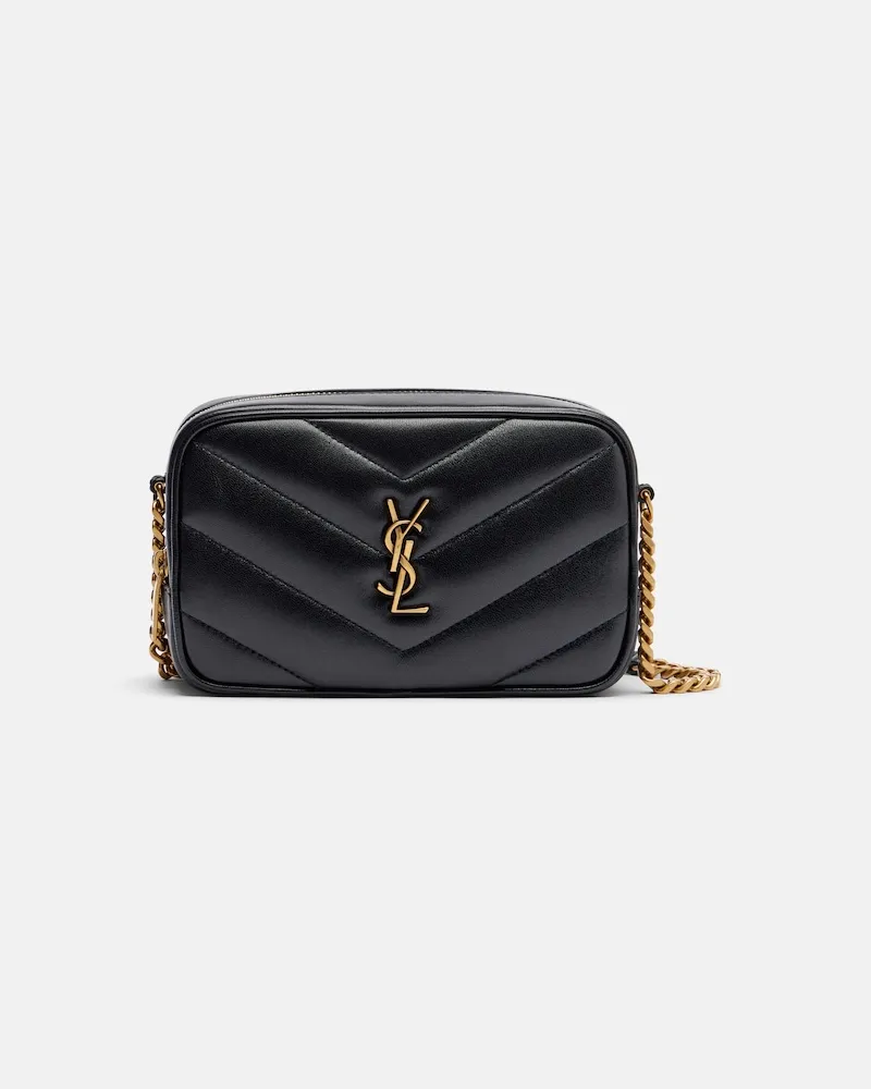Saint Laurent Schultertasche Loulou Mini aus Matelassé-Leder Schwarz