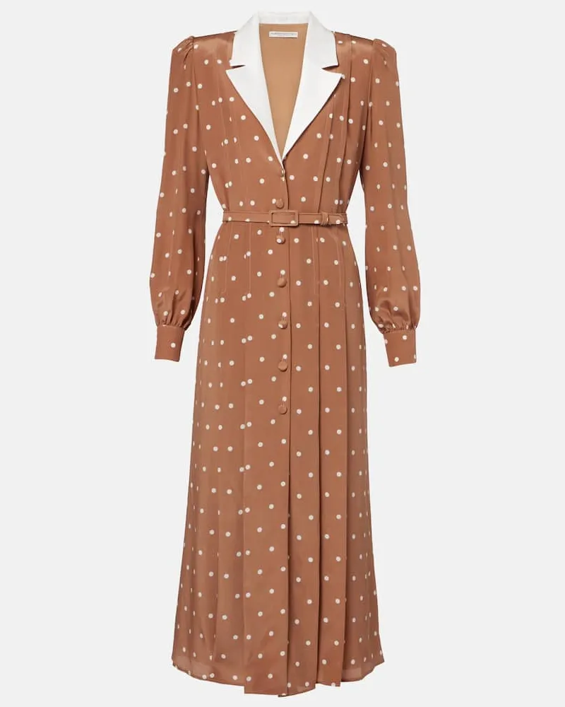 Alessandra Rich Hemdblusenkleid aus Seidensatin Braun