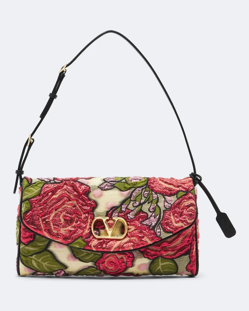 Valentino Garavani Schultertasche DeVain Small aus Jacquard Rot
