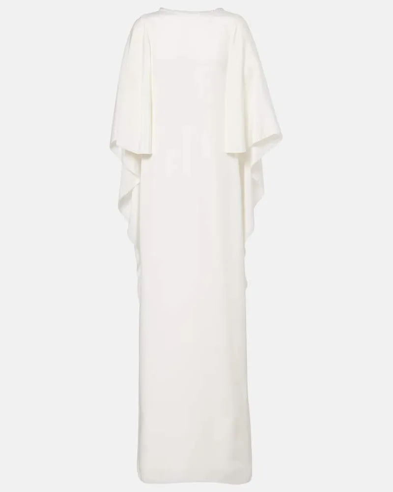 Max Mara Robe aus Seide mit Cape-Detail Weiß