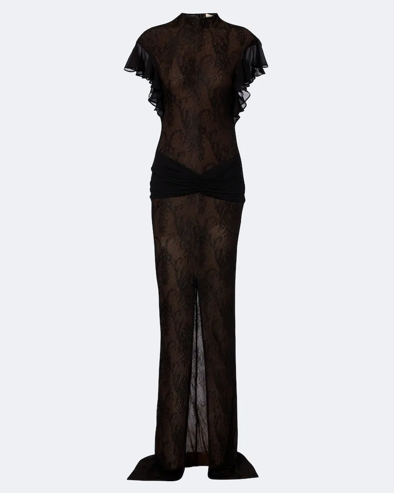 De La Vali Maxikleid Omero aus Spitze Schwarz