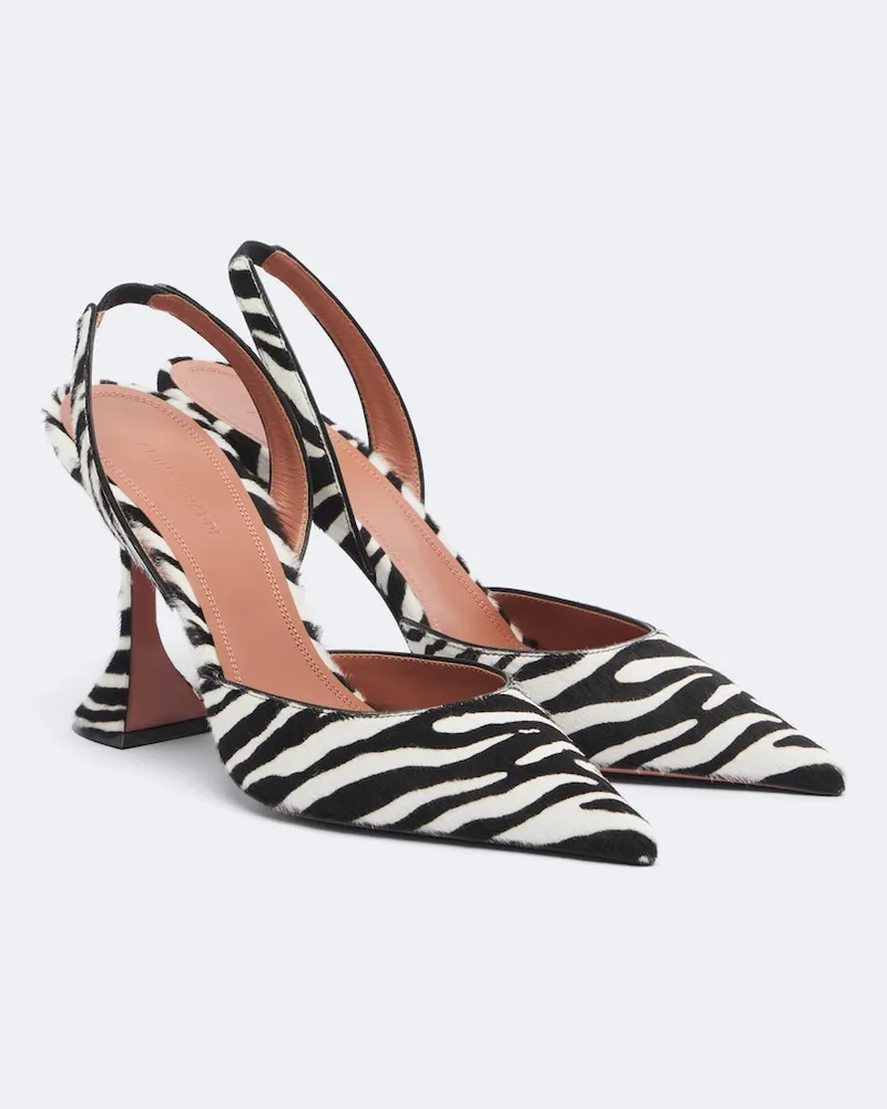 Amina Muaddi Slingback-Pumps Holli aus Kalbshaar Schwarz