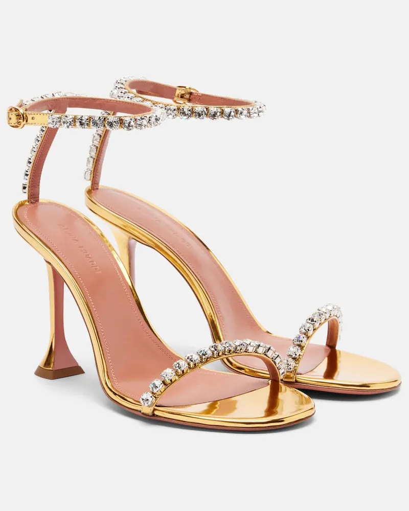Amina Muaddi Sandalen Gigi 95 aus Leder mit Kristallen Gold