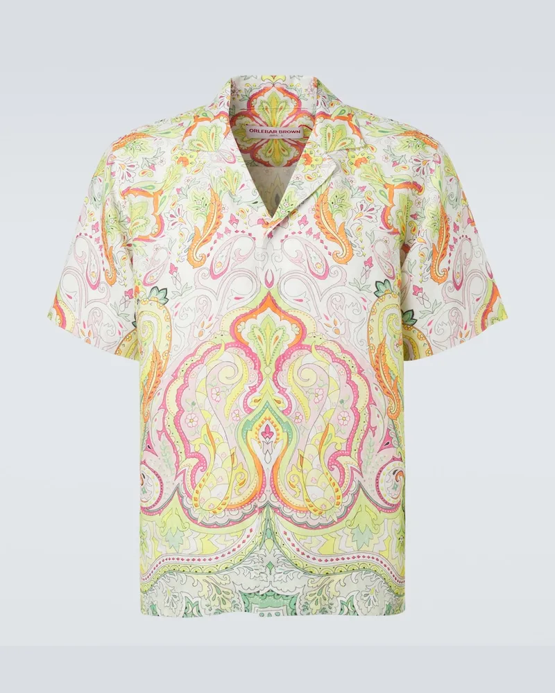 Orlebar Brown Bedrucktes Hemd Maitan aus Leinen Multicolor