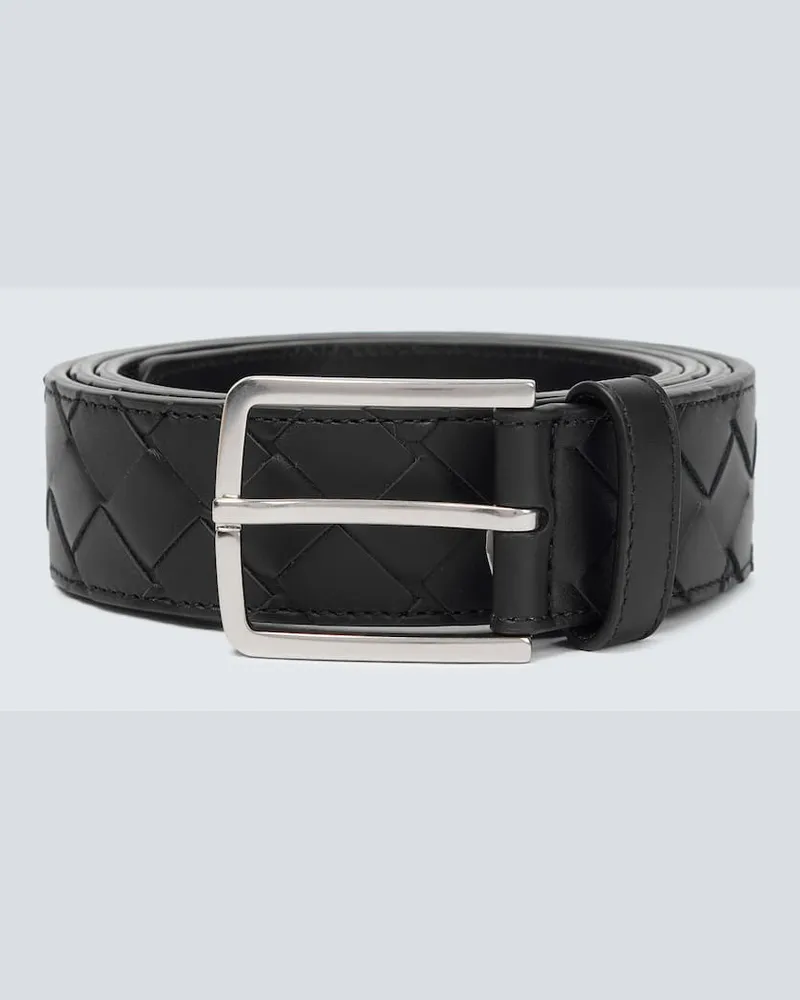 Bottega Veneta Gürtel Intrecciato aus Leder Schwarz